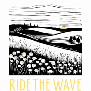 linocut - ride the wave