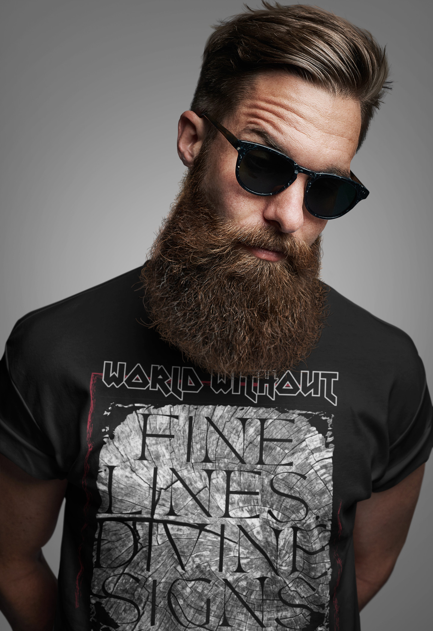 Man With Long Beard And Sunglasses wearing  a Favorite Prints T-Shirt